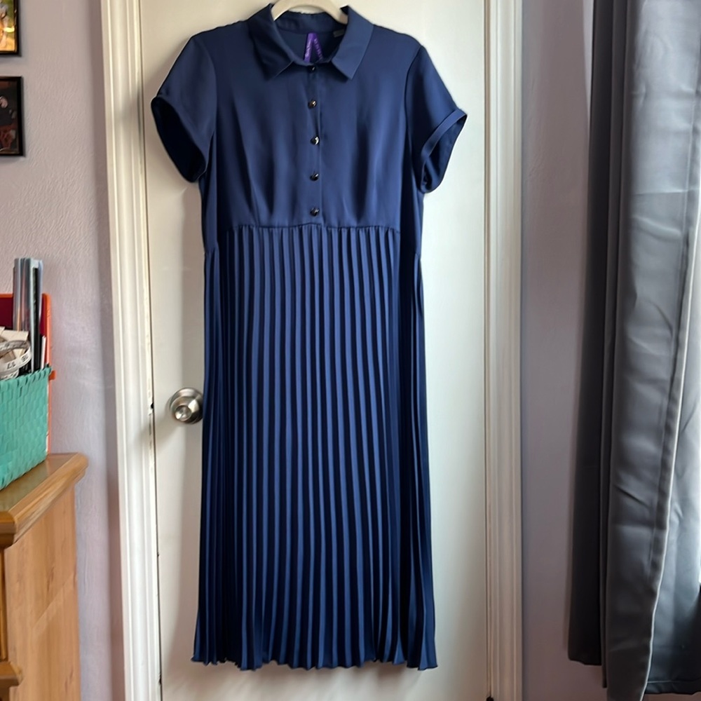 Seraphine Slate Blue Maternity Midi Dress